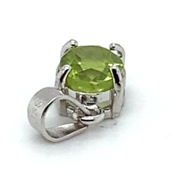 Peridot 1.10ct White Gold Finish Solid 925 Sterling Silver Pendant - Picture 6 of 6